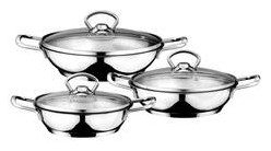 6 Parça Basık Cam Kapak Çelik Omlet Seti