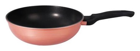 Ametist 28 cm Bakalit Kulp Rose Gold Wok Döküm Tava Kırmızı