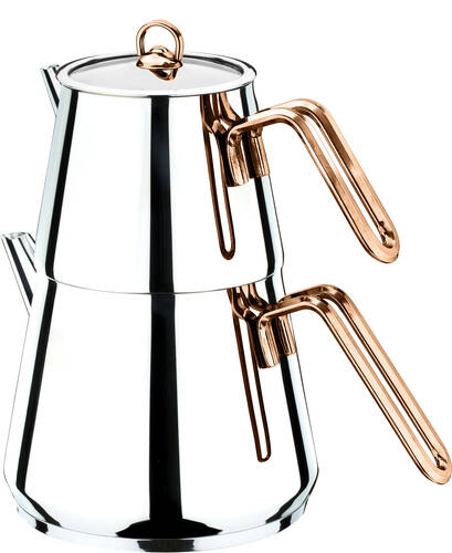 Piramit Metal Kulp Çaydanlık Turuncu